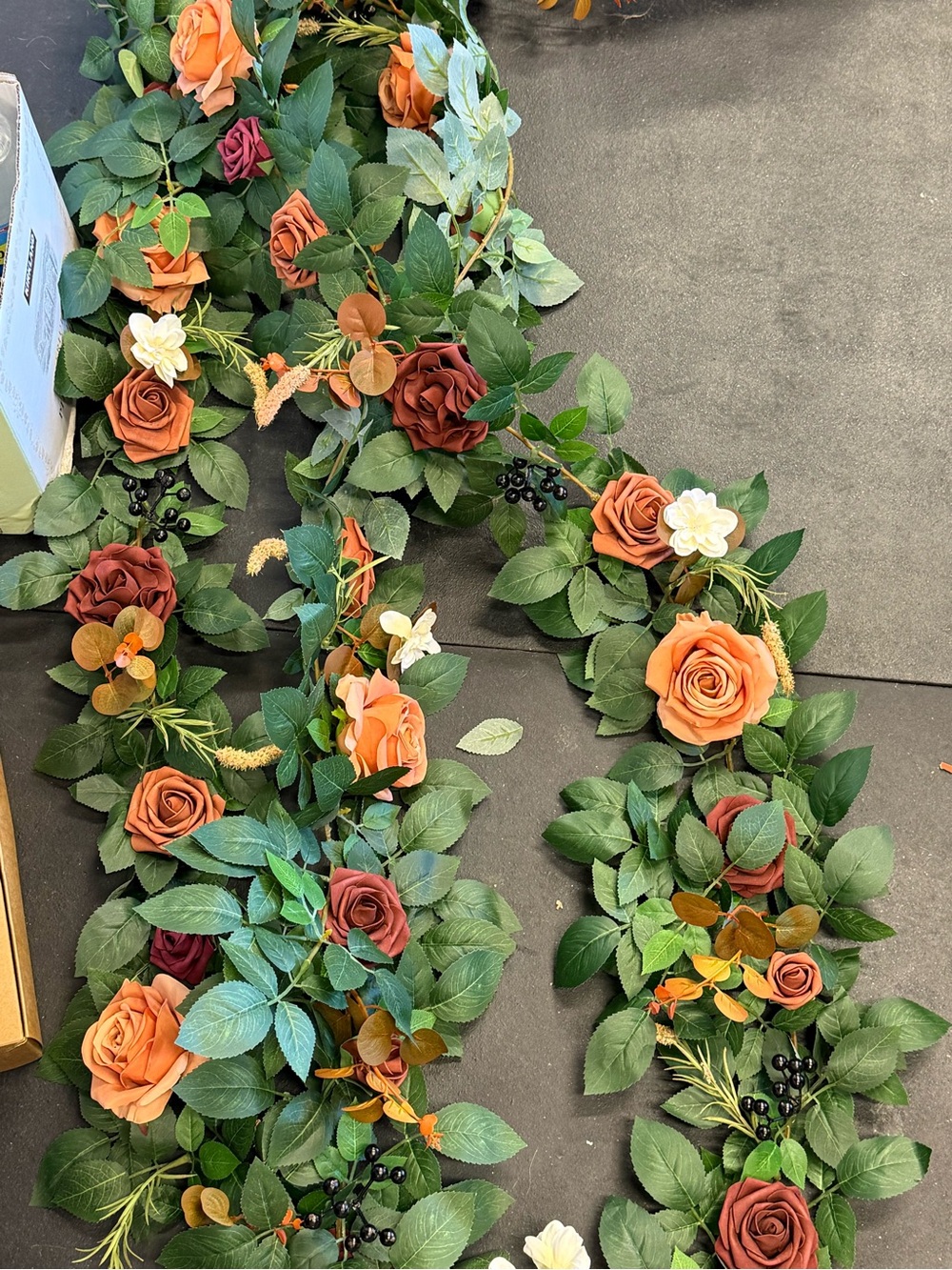 Decorative Artificial Rose Garland - Orange & Brown Floral Vine